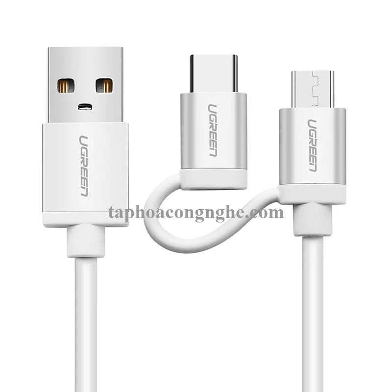 Ugreen 20871 0.5M màu trắng Dây USB 2.0 sang Type-C đầu nhôm US177 30020871